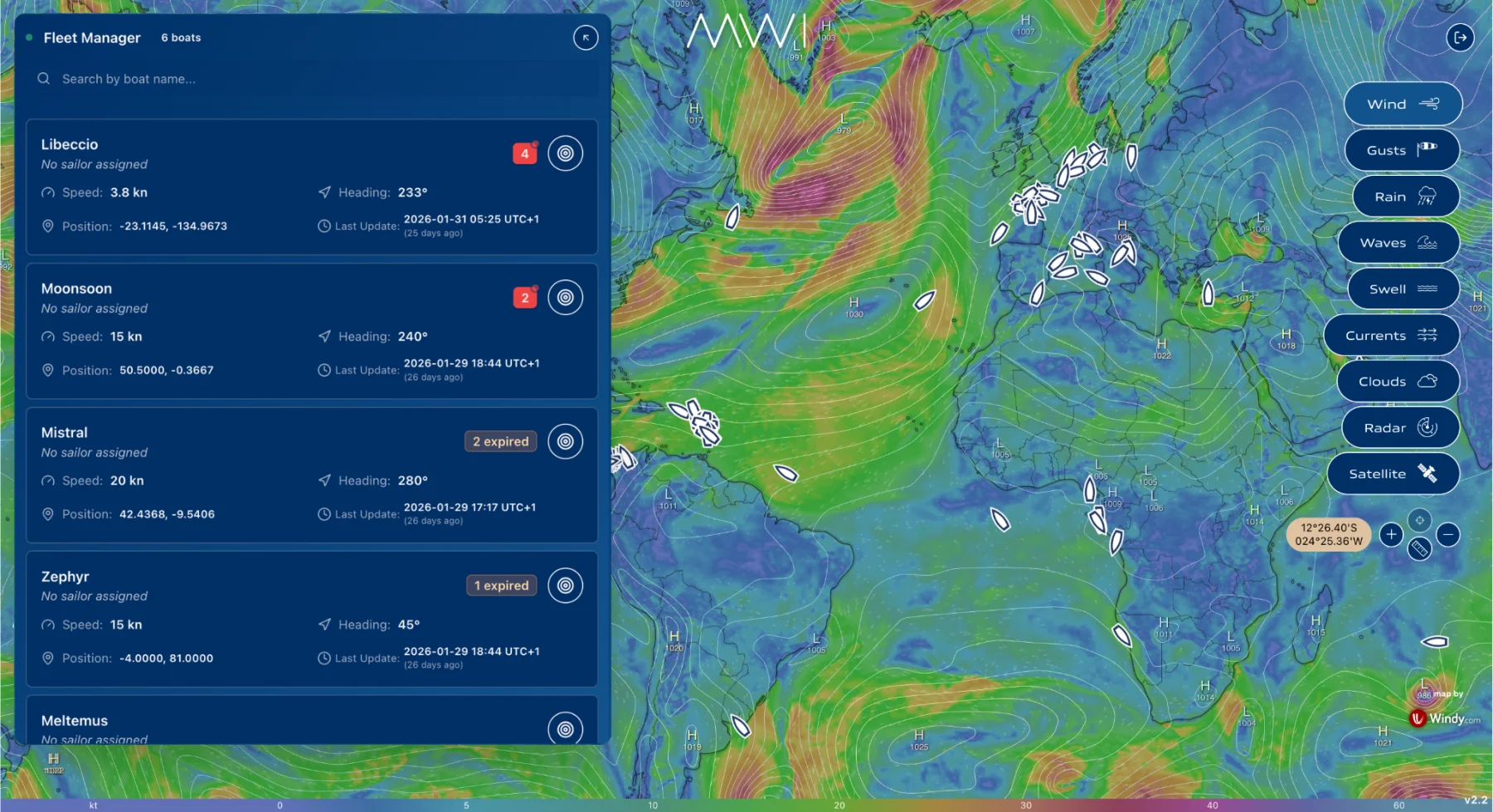 MWI Fleet Center, multi-vessel dashboard for commercial shipping