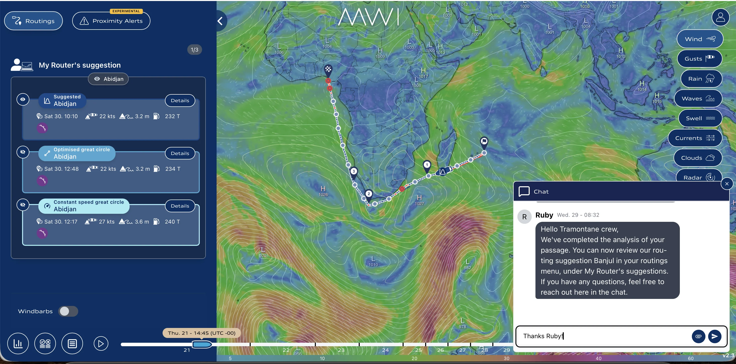 MWI platform, chat and routing view